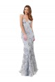 Acheter Argent Sirène Col V Crêpe Stretch Paillette Tulle Longue Formelles Robes demoiselle d'honneur / Robes de soirée / Robes de bal