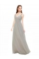 Acheter Argent Trapèze Bretelles spaghetti Col V Mousseline Longue Robes demoiselle d'honneur
