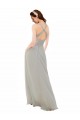 Acheter Argent Trapèze Bretelles spaghetti Col V Mousseline Longue Robes demoiselle d'honneur