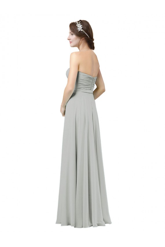 Acheter Argent Trapèze Mousseline Longue Robes demoiselle d'honneur