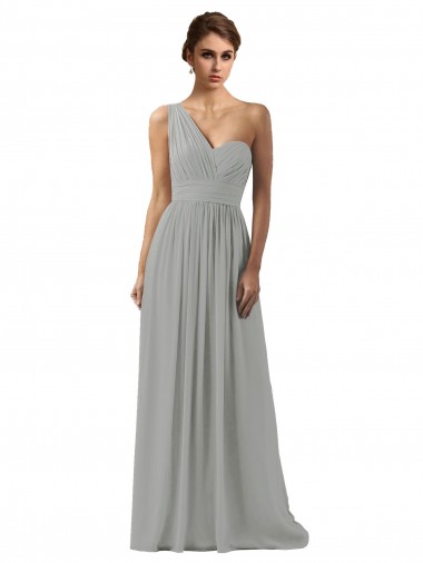 Acheter Argent Trapèze Mousseline Longue Robes demoiselle d'honneur