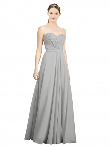 Acheter Argent Trapèze Mousseline Longue Robes demoiselle d'honneur