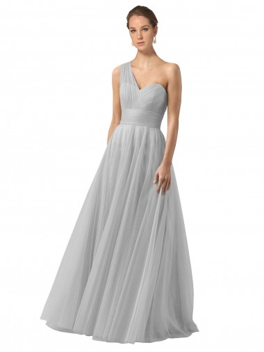 Acheter Argent Trapèze Tulle Longue Robes demoiselle d'honneur