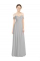 Acheter Argent Trapèze Épaule Dénudée Bretelles spaghetti Mousseline Longue Robes demoiselle d'honneur