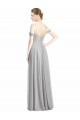Acheter Argent Trapèze Épaule Dénudée Bretelles spaghetti Mousseline Longue Robes demoiselle d'honneur