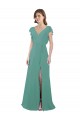 Acheter Argent islandais Trapèze Col V Mousseline Longue Robes demoiselle d'honneur