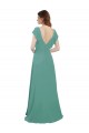 Acheter Argent islandais Trapèze Col V Mousseline Longue Robes demoiselle d'honneur