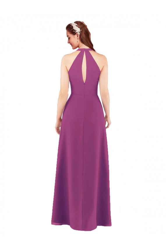 Acheter Baie sauvage Fourreau Col V Mousseline Longue Robes demoiselle d'honneur