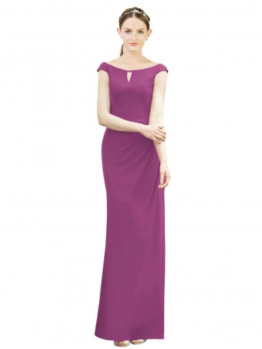Acheter Baie sauvage Sirène Col Bateau Col Haut Mousseline Longue Robes demoiselle d'honneur