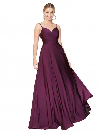 Acheter Baie sauvage Trapèze Bretelles spaghetti Crêpe Stretch Longue Formelles Robes demoiselle d'honneur / Robes de soirée / Robes de bal