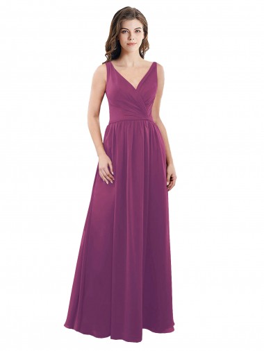 Acheter Baie sauvage Trapèze Col V Mousseline Longue Robes demoiselle d'honneur