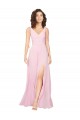 Acheter Barely Rose Trapèze Col V Mousseline Longue Robes demoiselle d'honneur