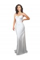 Acheter Blanc Fourreau Balayage train Satiné Soyeux Simple Plage Robes de mariée