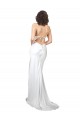 Acheter Blanc Fourreau Balayage train Satiné Soyeux Simple Plage Robes de mariée