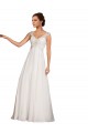 Acheter Blanc Fourreau Col V Mousseline Dentelle Robes de mariée