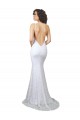 Acheter Blanc Sirène Col Haut Balayage train Dentelle Robes de mariée
