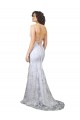Acheter Blanc Sirène Col V Crêpe Stretch Paillette Tulle Longue Formelles Robes demoiselle d'honneur / Robes de soirée / Robes de bal