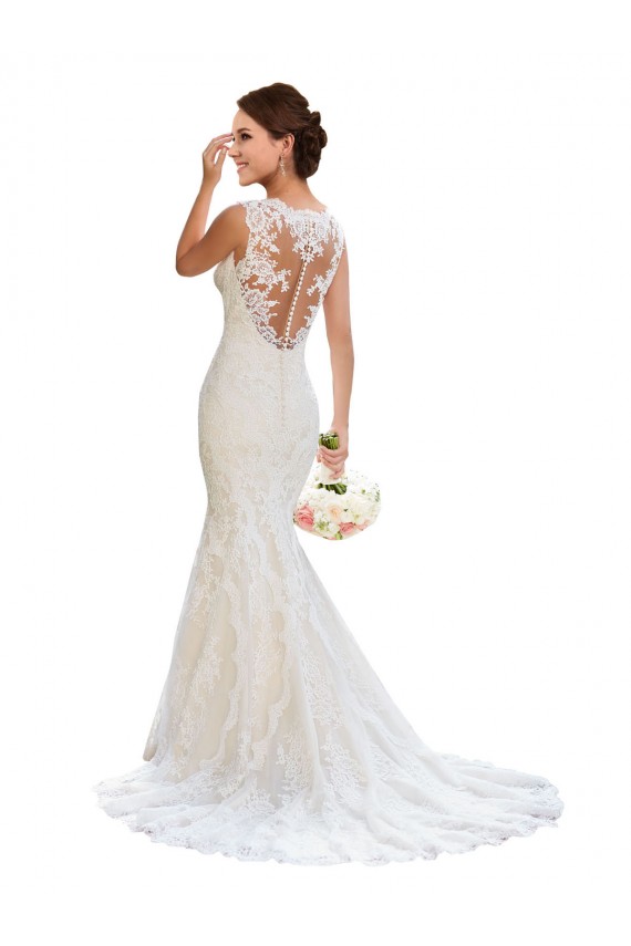 Acheter Blanc Sirène Col V Dentelle Robes de mariée