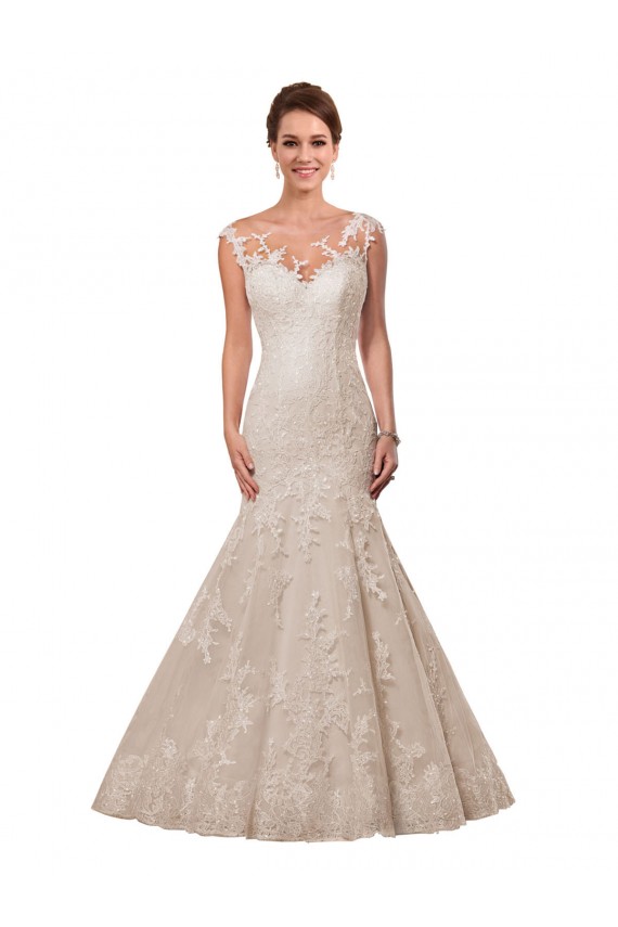 Acheter Blanc Sirène Illusion Dentelle Robes de mariée