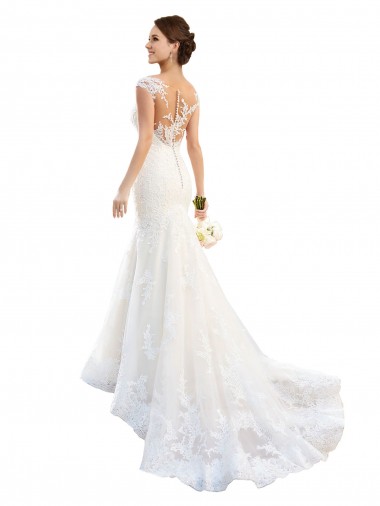 Acheter Blanc Sirène Illusion Dentelle Robes de mariée