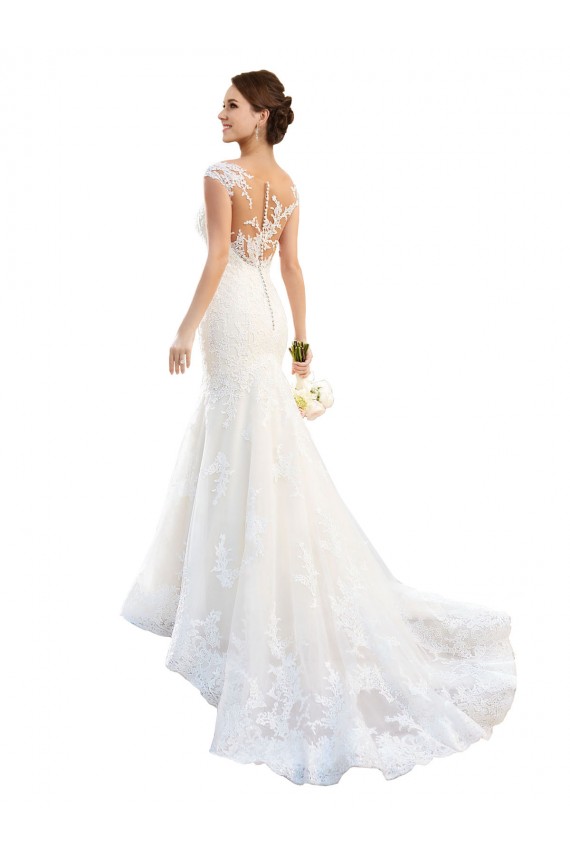 Acheter Blanc Sirène Illusion Dentelle Robes de mariée