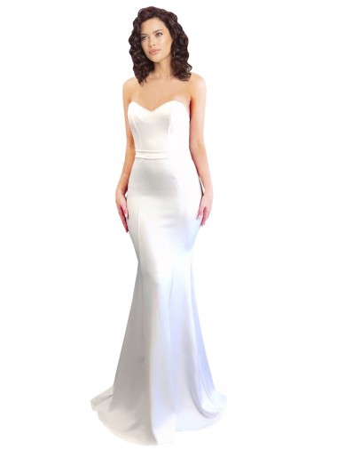 Acheter Blanc Sirène Sans bretelle Col Haut Crêpe Stretch Longue Formelles Robes demoiselle d'honneur / Robes de soirée / Robes de bal
