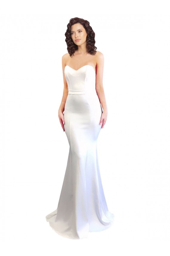 Acheter Blanc Sirène Sans bretelle Col Haut Crêpe Stretch Longue Formelles Robes demoiselle d'honneur / Robes de soirée / Robes de bal