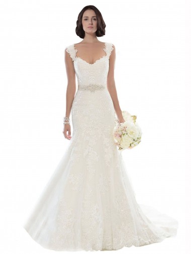 Acheter Blanc Sirène Épaule Dénudée Dentelle Plage Robes de mariée