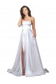 Acheter Blanc Trapèze Bretelles spaghetti Satiné Stretch Simple Plage Robes de mariée