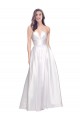 Acheter Blanc Trapèze Sans bretelle Satiné Stretch Longue Formelles Robes demoiselle d'honneur / Robes de soirée / Robes de bal