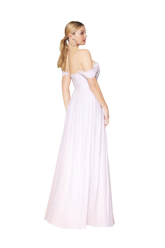 Acheter Blanc Trapèze Épaule Dénudée Mousseline Longue Formelles Robes demoiselle d'honneur / Robes de soirée / Robes de bal