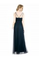 Acheter Bleu 7 Trapèze Col V Tulle Longue Robes demoiselle d'honneur