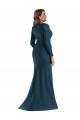 Acheter Bleu Atlantic Sirène Col V Satiné Soyeux Longue Formelles Robes demoiselle d'honneur / Robes de soirée / Robes de bal