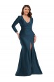 Acheter Bleu Atlantic Sirène Col V Satiné Soyeux Longue Formelles Robes demoiselle d'honneur / Robes de soirée / Robes de bal