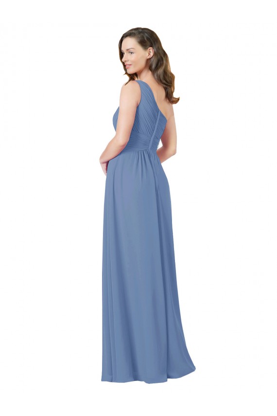 Acheter Bleu Windsor Fourreau Mousseline Longue Robes demoiselle d'honneur