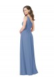 Acheter Bleu Windsor Fourreau Mousseline Longue Robes demoiselle d'honneur