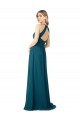 Acheter Bleu Windsor Trapèze Col Haut Mousseline Longue Robes demoiselle d'honneur