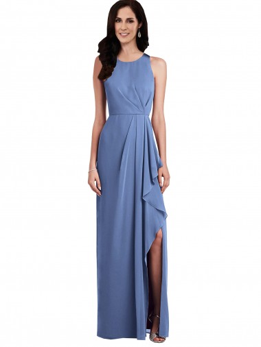 Acheter Bleu Windsor Trapèze Col bijou Mousseline Longue Robes demoiselle d'honneur