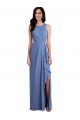 Acheter Bleu Windsor Trapèze Col bijou Mousseline Longue Robes demoiselle d'honneur