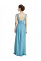 Acheter Bleu ciel Trapèze Bretelles spaghetti Col V Tulle Longue Robes demoiselle d'honneur