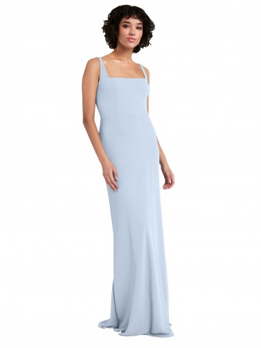 Acheter Bleu ciel clair Fourreau Col Carré Crêpe Stretch Longue Robes demoiselle d'honneur / Robes de bal