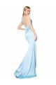 Acheter Bleu ciel clair Sirène Col Haut Bretelles spaghetti Satiné Stretch Longue Formelles Robes demoiselle d'honneur / Robes de soirée / Robes de bal