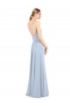 Acheter Bleu ciel clair Trapèze Bretelles spaghetti Col Carré Mousseline Longue Robes demoiselle d'honneur