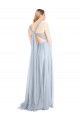 Acheter Bleu ciel clair Trapèze Bretelles spaghetti Tulle Longue Robes demoiselle d'honneur