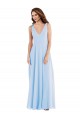 Acheter Bleu ciel clair Trapèze Col V Mousseline Longue Robes demoiselle d'honneur