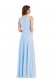 Acheter Bleu ciel clair Trapèze Col V Mousseline Longue Robes demoiselle d'honneur