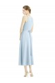Acheter Bleu ciel clair Trapèze Col V Satiné Longue Robes demoiselle d'honneur