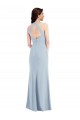 Acheter Bleu ciel clair Trapèze Licou Col V Crêpe Stretch Longue Formelles Robes demoiselle d'honneur / Robes de soirée / Robes de bal
