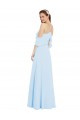 Acheter Bleu ciel clair Trapèze Licou Mousseline Longue Robes demoiselle d'honneur