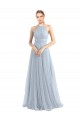 Acheter Bleu ciel clair Trapèze Licou Tulle Longue Robes demoiselle d'honneur